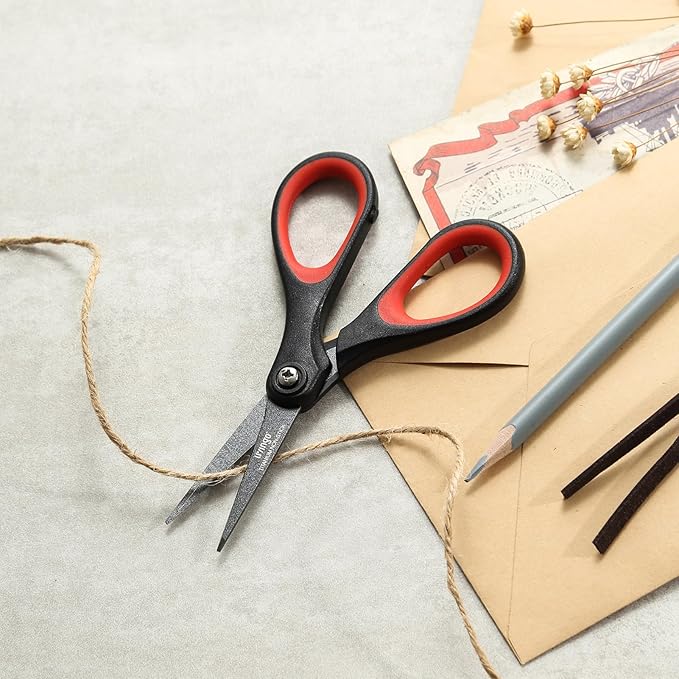 LIVINGO 3 Pack Titanium Scissors All Purpose - Non Stick Stainless Steel Sharp Scissors Set Heavy Duty for Office School Sewing Crafting Cutting Fabric Paper, Comfortable Grip, 5”, 7” & 8”