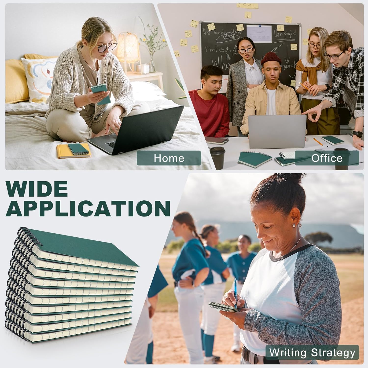 Tenceur 18 Pcs Pocket Notebook Bulk Small 3x5 Inch Spiral Notepads Mini Top Bound Notebook with Lined 120 Pages Ruled Memo Pads for Office College Nurse Essentials Back to School Gift (Green)