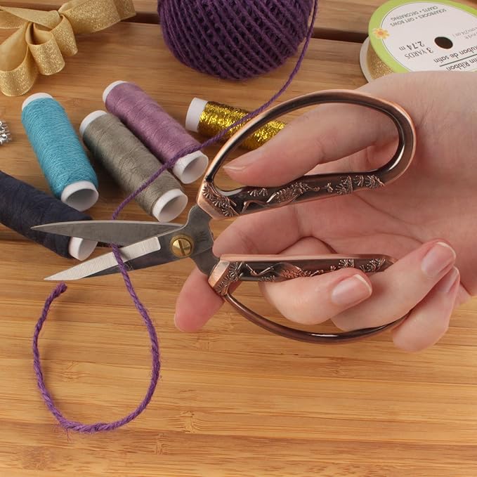 JubileeYarn Crane Motif Small Embroidery Craft Scissors - Copper - 3 Scissors