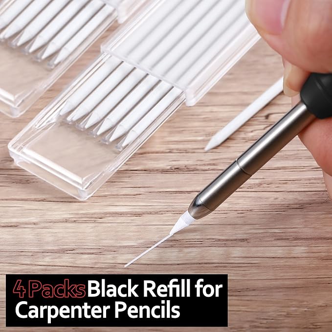 Hiboom 24 Pieces 2.8mm HB Refill for Carpenter Pencil, Study Long Lasting Pencil for Mechanical Pencil Woodworking Construction (White)