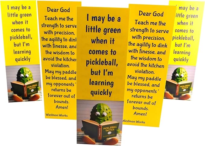 Pickleball Prayer Holy Card Bookmark Bulk Lot Bundle Funny Pickle Pickleballer Pack Made in The USA, Set of 5