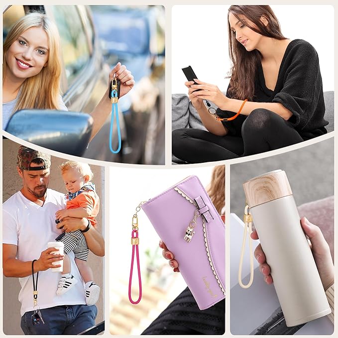 Fishent Keychain Wristlet lanyard, Cute Key Chain Holder, Upgraded Woven Wrist Lanyard for Keys, Wristlet Strap Keychain for Women Men Car Keys ID Badges Card Wallet Phone (Neon)