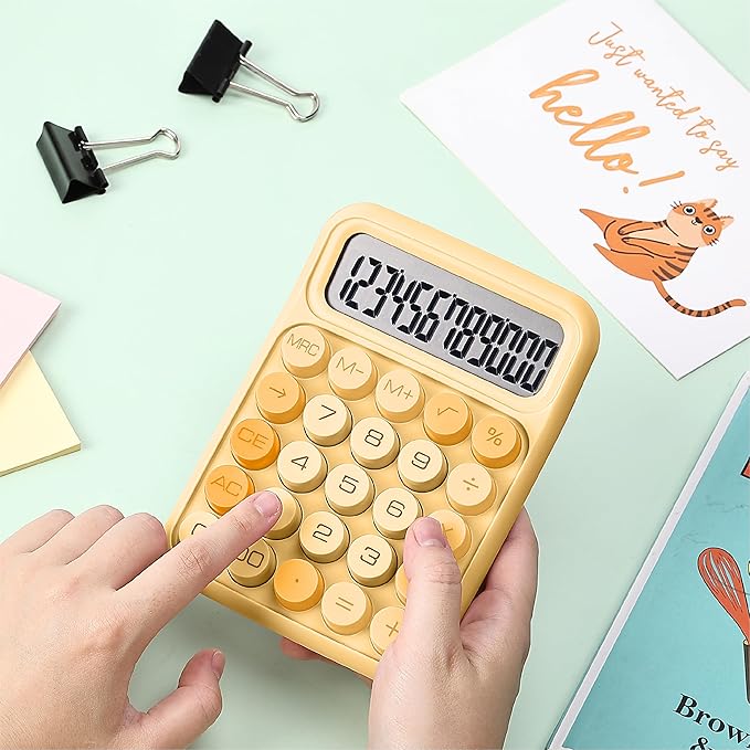 Mr. Pen- Mechanical Switch Calculator, 12 Digits, Large LCD Display, Orange Calculator Big Buttons, Mechanical Calculator, Calculators Desktop Calculator, Cute Calculator, Aesthetic Calculator