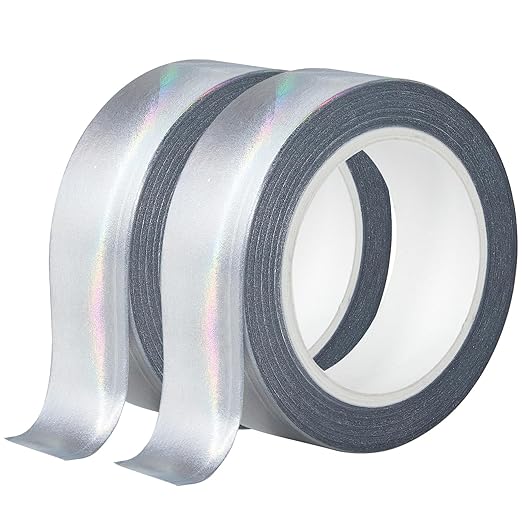 QDiShi Silver Holographic washi Tape for Wall Decor Decorative,Foil Masking Tape Low Tack Self Adhesive Decorative Washi Tape Shiny Metallic Color washi Tape 0.59in x66FT