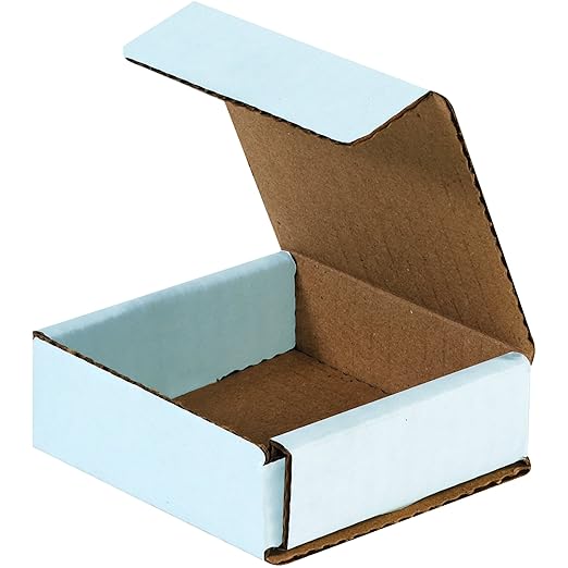 Boxes Fast BFM331 Corrugated Cardboard Mailers, 3 x 3 x 1 Inches, Tuck Top One-Piece, Die-Cut Shipping Cartons, Small White Mailing Boxes (Pack of 50)