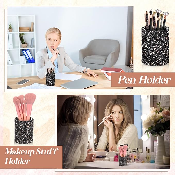 Sabary 8 Pcs Ballpoint Pens with Pen Holder for Desk Metal Crystal Diamond Pen Glitter Pencil Holder Fancy Pens Black Ink Bling Desk Organizer for Women Girls Office School Wedding Gifts (Black)