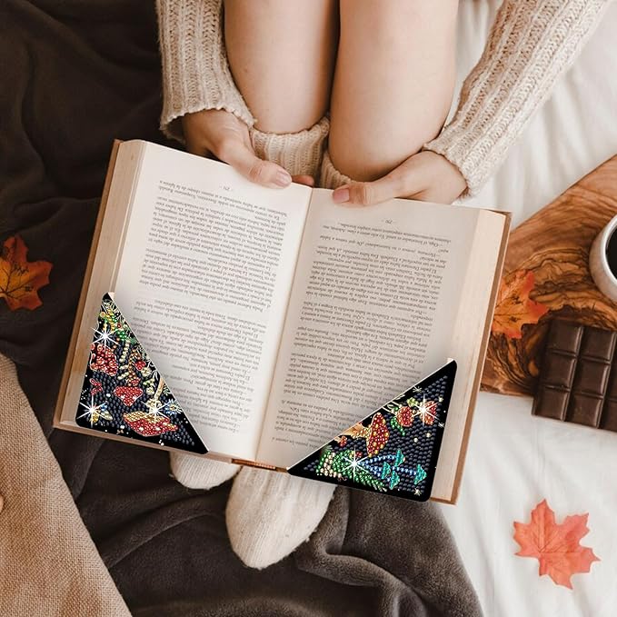 Diamond Art Painting Bookmarks,8Pcs DIY Cute Diamond Art Kits for Adults, Corner Bookmarks Small Crafts Kit for Women Book Lovers (Mushroom)