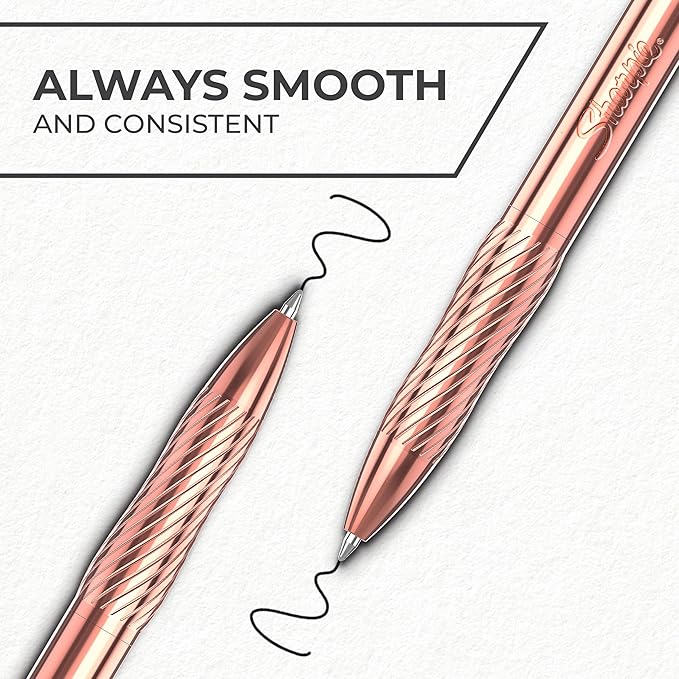 Sharpie S-Gel, Gel Pen, Copper Metal Body, Medium Point (0.7mm), Black Ink, Includes 1 Pen and 1 Additional Ink Refill