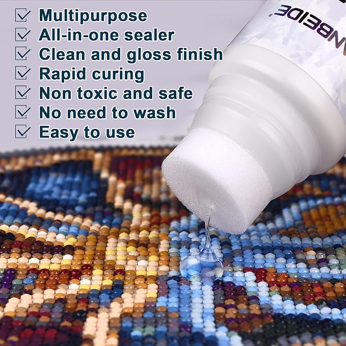 LANBEIDE Diamond Sealer 120ML, 5D Diamond Glue Permanent Hold & Shine Effect Sealer for Painting & Puzzle Glue (4 OZ)