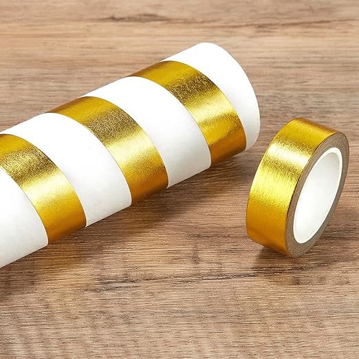 QDiShi Yellow Gold Washi Tape for Wall Decor Decorative,Foil Masking Tape Low Tack Self Adhesive Decorative Washi Tape Shiny Metallic Color Washi Tape 0.59in x66FT