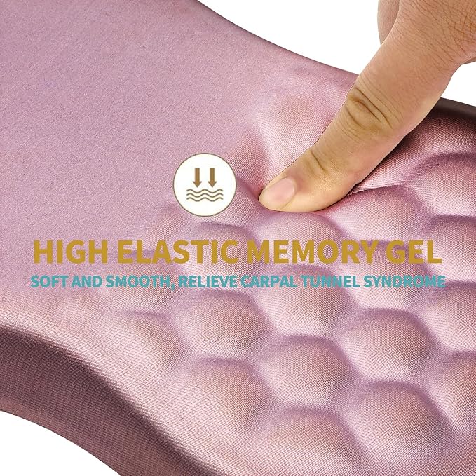 Hokafenle Ergonomic Mouse Pad Wrist Support with Massage Design, Wrist Rest Pain Relief Mousepad with Memory Foam&Non-Slip PU Base, Mouse Pads for Wireless Mouse & Desk (12x8 inch,Pink)