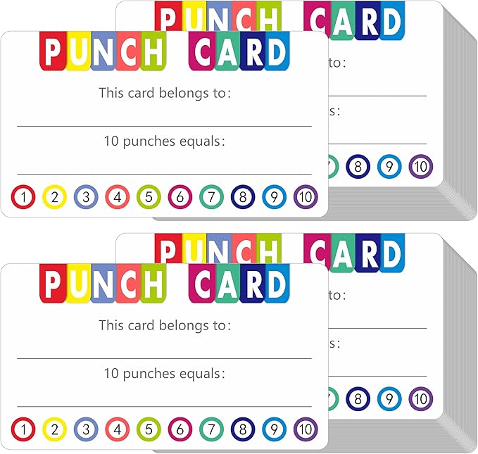 332 PCS Punch Cards, Incentive Reward Card Student Awards Loyalty Cards for Business, Classroom, Kids Behavior, Students, Teachers, 3.5” x 2”