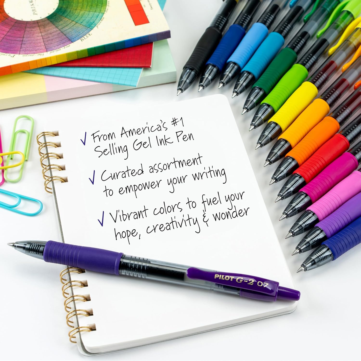 PILOT, G2 Premium Gel Roller Pens, G2 Rainbow Colors Pack, 8 Pack Pouch, Fine Point 0.7 mm, Assorted