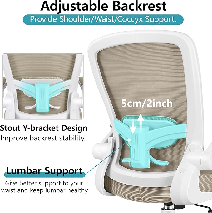 FelixKing Office Chair, Ergonomic Desk Chair Breathable Mesh Chair with Adjustable High Back Lumbar Support Flip-up Armrests, Executive Rolling Swivel Comfy Task Computer Chair for Home Office