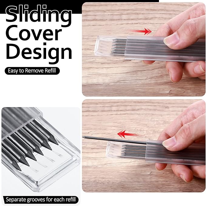 Hiboom 24 Pieces 2.8mm HB Refill for Carpenter Pencil, Study Long Lasting Pencil for Mechanical Pencil Woodworking Construction (Black)