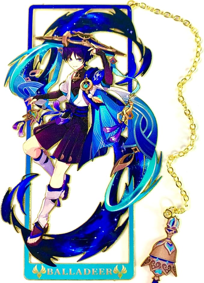 Genshin Impact Wanderer Metal Bookmark - Anime Figure Merch with 3D Display Box - Birthday Gifts for Fans Friends Gamer Book Lovers - Zllada