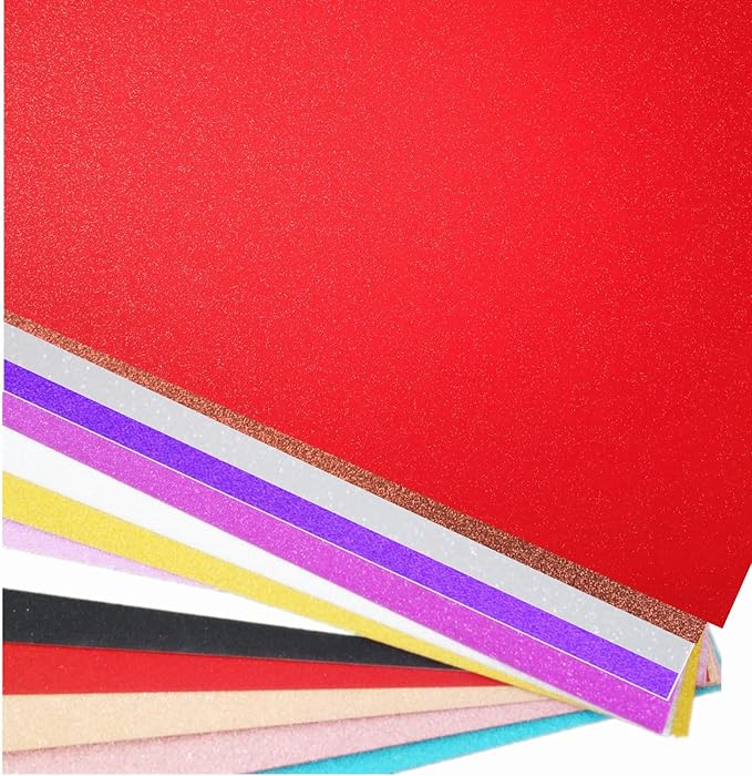 Baisunt 20 Sheets Red Glitter Cardstock Paper for DIY Art Project, Scrapbook, Birthday Wedding Party Decoration 250GSM(8x12 In, Non Adhesive)