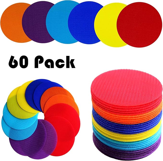 Carpet Markers 5" for Kids, Multicolor Spot Circle Markers for Classroom Teachers, Preschool and Kindergarten (60 Packs of Circle)