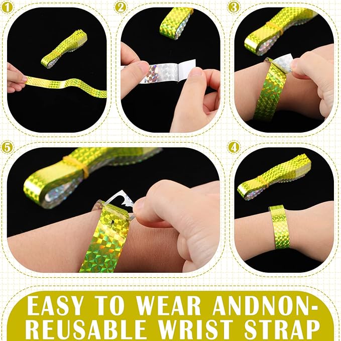 Epakh 600 Pcs Paper Wristbands Neon Wrist Bands Waterproof Handbands for Events Lightweight Concert Wristbands Neon Colored Adhesive Wrist Band for Party