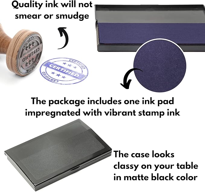 Ink Pad for Rubber Stamps, Stamp Pad for Clear Impression Stamping, Quality Felt Pad Black Ink, Red Ink, Blue Ink (Blue, L (3.5 * 6.3))