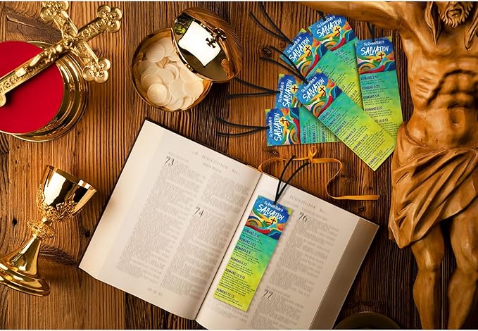 50 Pcs Romans Road to Salvation Bookmarks 6 x 2 Inches Roman's Road Cardstock Bookmark with 50 Pcs Hanging Strings