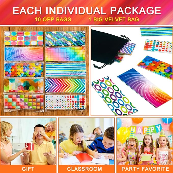 Kids Laminated Book Markers Optical Bookmarks Reading Bookmarks Creative Colored Bookmarks for Teacher Student Kids Classroom School Office Stationery Supply (100 Pieces)