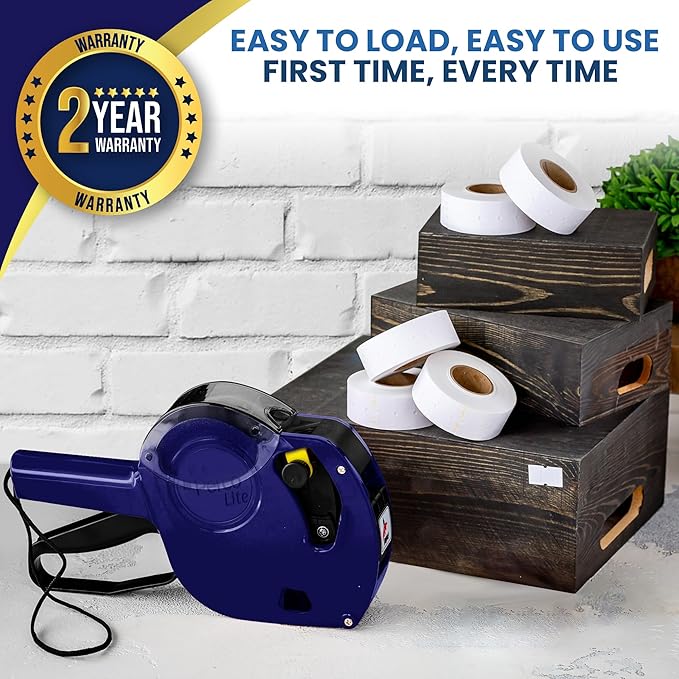 Perco Lite 1 Line Price Gun with Pricemarker Labels Kit - Includes 5,000 Blank White Labels, 2 Ink Rollers, 1 Ink roll and Labels Pre-Loaded