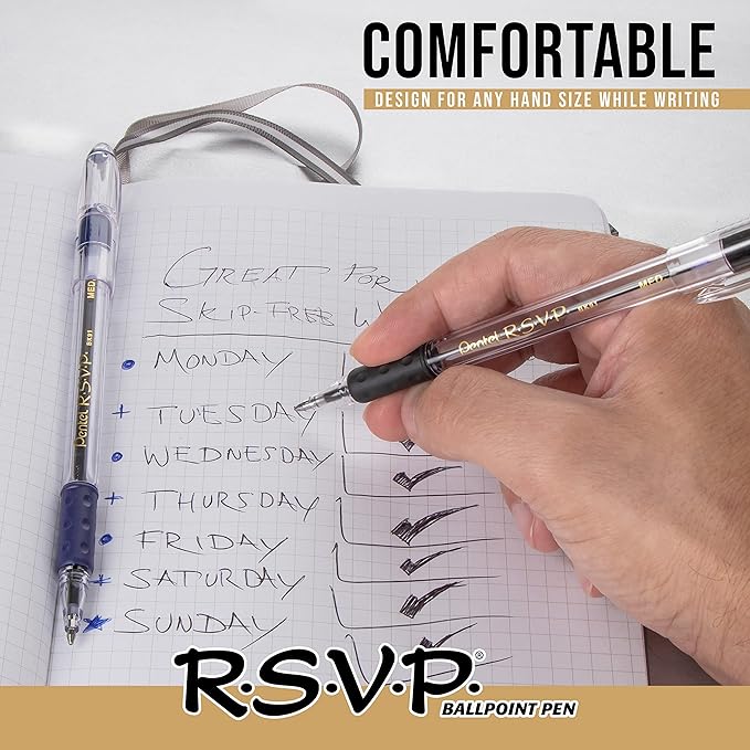 Pentel R.S.V.P. Ballpoint Pen, 0.7mm Fine Tip, Pink Ink, Box of 12 (BK90-P)