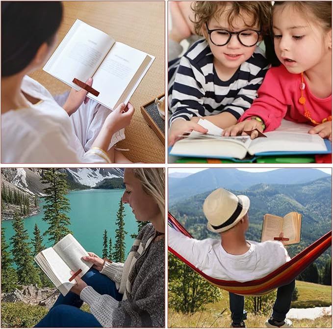 Handmade Wooden Book Page Holder - Red Walnut Thumb Bookmark -a Novel Reading Accessories Gifts for Readers, Lovers Gifts, Bookworm, Literary (Red Walnut, Large - 0.95”)