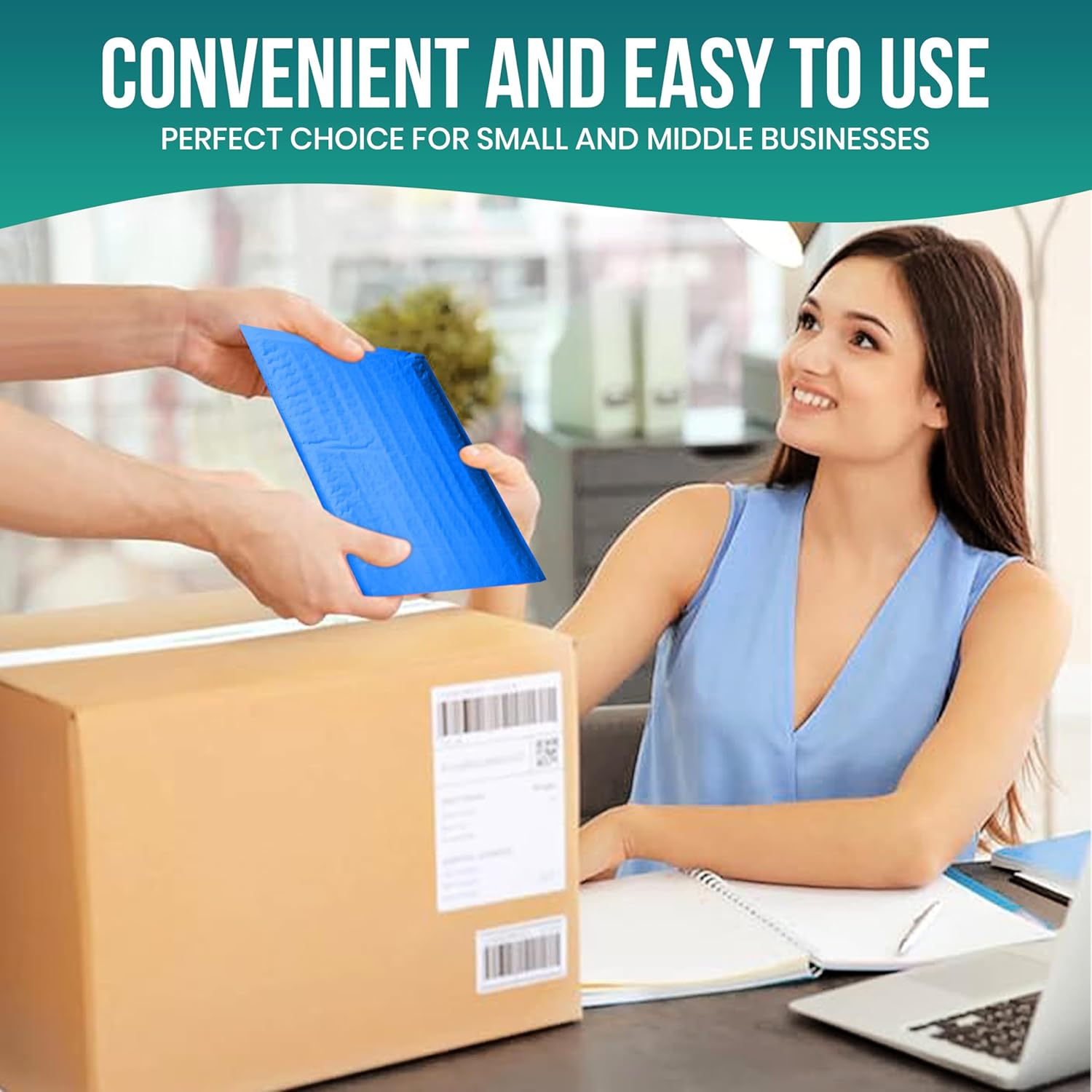 Levex - #000 4" x 8" [10 Pack] Blue Poly Bubble Mailers, Padded Envelope Mailers, Packing Envelope & Mailing Bags for Shipping