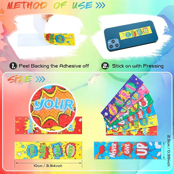 36 Pieces Anxiety Sensory Stickers Cute Fidget Textured Strips Toys Anti Stress Tactile Rough Sensory Calm Textured Strips Adhesives Anxiety Relief for Adults Teens Desk Classroom (Hero Style)