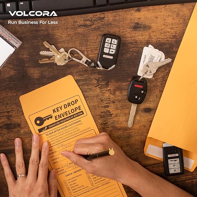 Volcora 500 Pack Key Drop Off Envelopes for After Hours, Night Drop Key Envelopes for Auto Shop Repair, Self Adhesive Envelope for Service Drop Box Overnight, Early Bird, Bussines 4 1/2 x 10 3/10 in