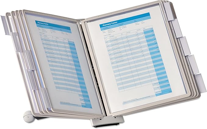 DURABLE Desktop Reference System, 10 Double-Sided Panels, Letter-Size, Gray, SHERPA Design (554210)