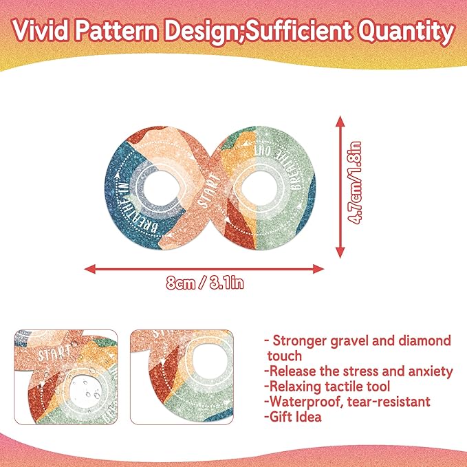 36Pcs Calm Strips for Anxiety Sensory Calm Strips Anti Stress Anxiety Relief Items Tactile Textured for Breathing Exercise Fidget Strips for Kids Teens Adults Home Classroom Supplies (Sun)