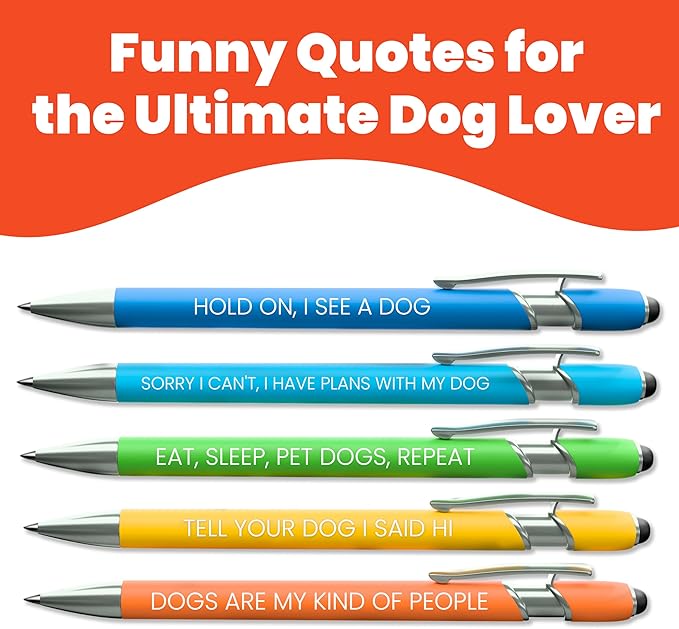 Funny Dog Lover Pen Set – 5-Piece Dog-Themed Stylus Pens – Unique Gift for Dog Moms, Dads, Friends, Groomers, Vets, Dog Sitters, Dog Walkers, Co-Workers for Christmas, Stocking Stuffers, Birthdays