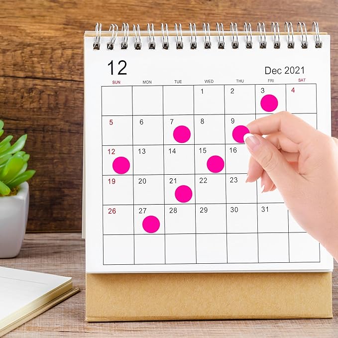 PARLAIM 0.75 inch Diameter Colored Dot Stickers 4 Rolls Pack 4000pcs Fluorescent Pink Round Label Color Coding Marking Stickers Permanent Adhesive for Garage Sale