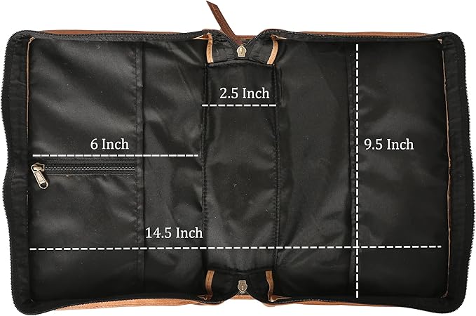 Leather Bible Cover Book Cover Planner Cover with Handle and Back Pocket (Small)