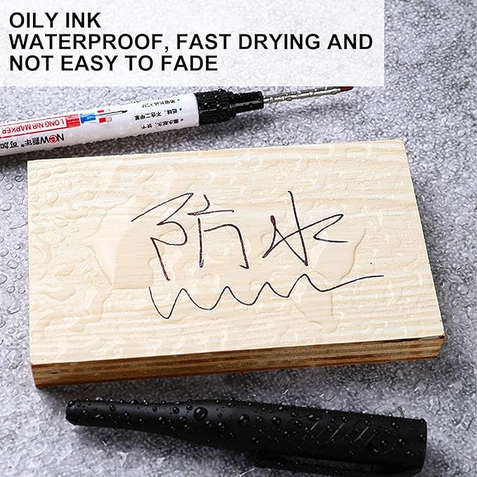 4 Pcs Multi Purpose Deep Hole Marker Pens,Long Nib Head Marker Waterproof Colorful Carpenter Pen for Bathroom Woodworking Decoration,Red Black Blue Green Ink Permanent Markers Marker Pens (Red)