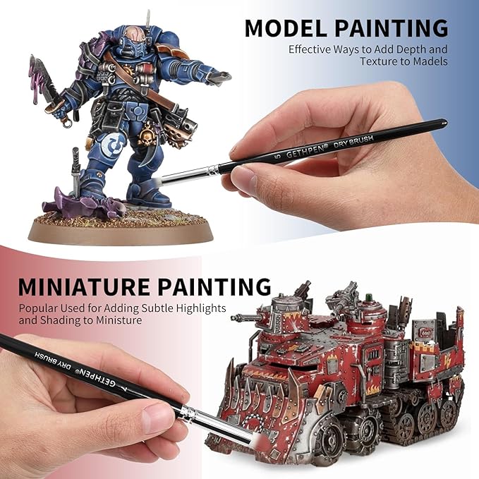 Dry Brush Miniature Painting,Dry Brush Set,5 Sizes Hobby Detail Paint Brush Set,Acrylic Paint Brushes for Tabletop & Wargames,40k,Citadel,Scale Model,DND Miniatures,Watercolor Oil Painting