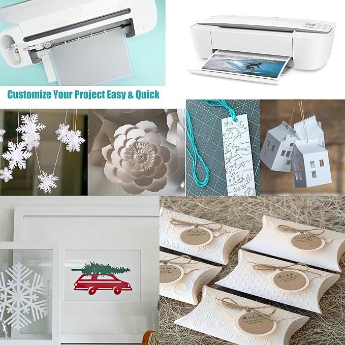 100 Sheets White Card Stock Printer Paper 250gsm 92lb Cover Blank Thick Cardstock Paper for Inviations Card Making,DIY Craft