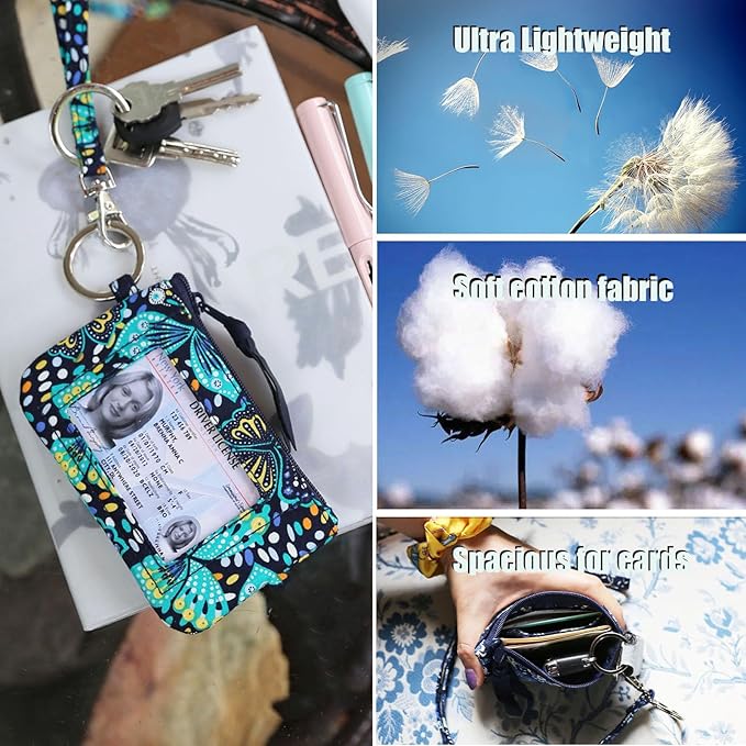 WONDERFUL FLOWER Lanyard Wallet, ID Holder with Lanyard, ID Wallet with Lanyard, Keychain Wallet for Women