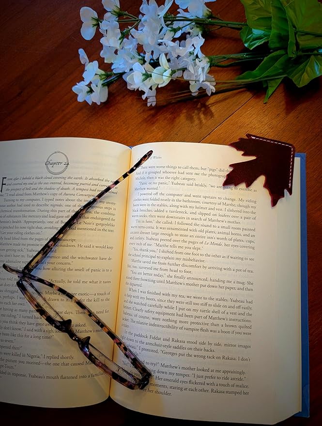 Bookmark-4 -Corner Leather Bookmarks- Leather Bookmark-Maple Leaf-Bookmarks- Reader Gifts- Book Lover Gifts- Book Club Gifts- Book Accessories for Reading Lovers-Cute Bookmarks
