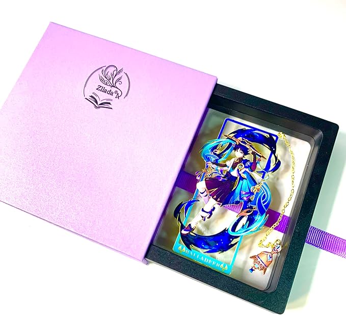 Genshin Impact Wanderer Metal Bookmark - Anime Figure Merch with 3D Display Box - Birthday Gifts for Fans Friends Gamer Book Lovers - Zllada
