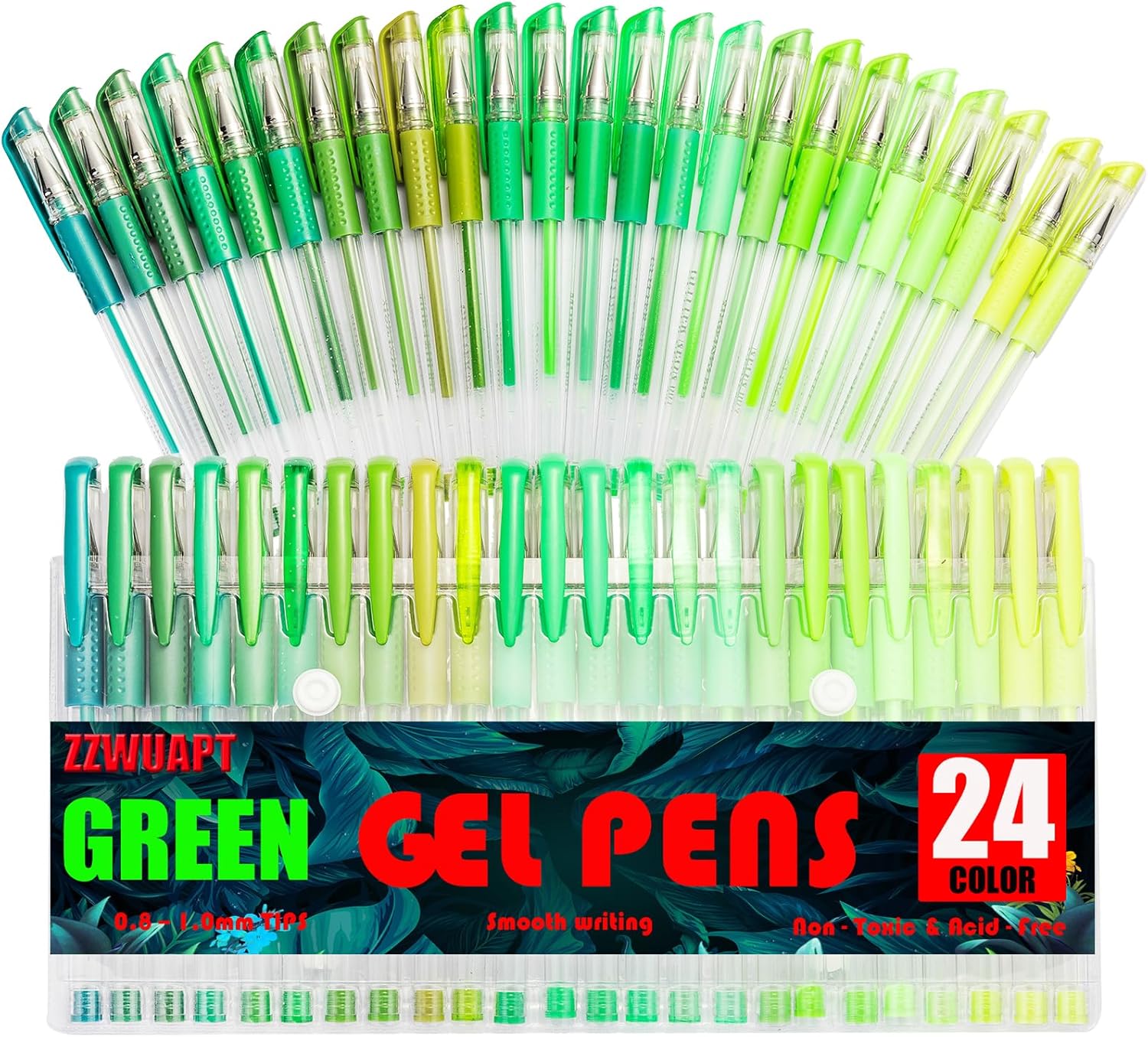 Green Gel Pens for Coloring Book,72 Color Gel Pens Set including 24 Color Gel Pen with 48 Refills,40% More Ink Colored Gel Pens for Drawing, Doodling, Scrapbook, Journaling