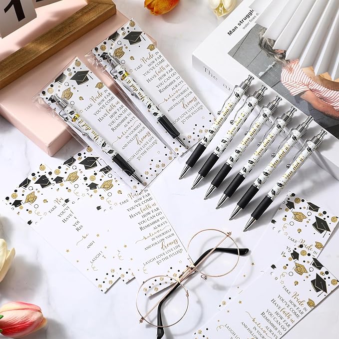 50 Pcs Graduation Ballpoint Pens Class of 2025 Pens Bulk Graduation Favors Pens and Bookmark Graduation Gift for Student School Grad Party Favor Senior High School Supplies