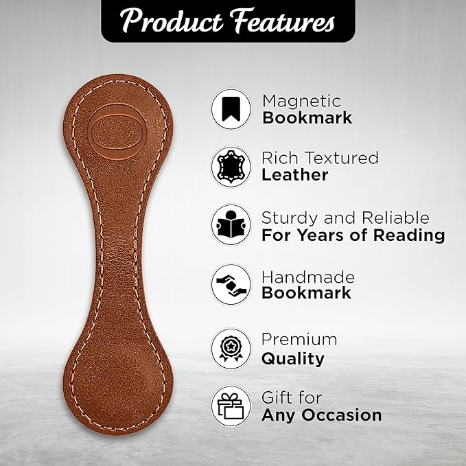 Personalized Leather Magnetic Bookmarks (1 Pack) Vintage Custom Engraved Initial ID Identification Book Marker Clip Gift for Book Lover Avid Readers (Letter O, Light Brown)