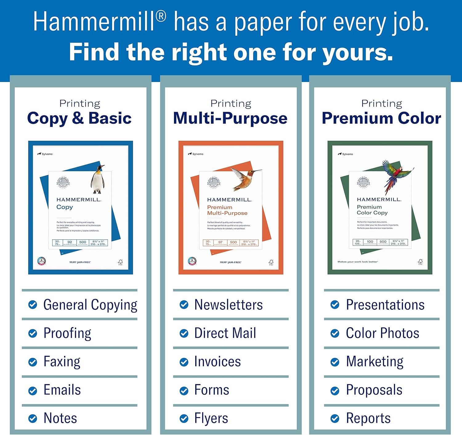 Hammermill A4 Paper, 20 lb Copy Paper (210mm x 297mm) - 10 Ream (5,000 Sheets) - 92 Bright, Made in the USA, 105500C