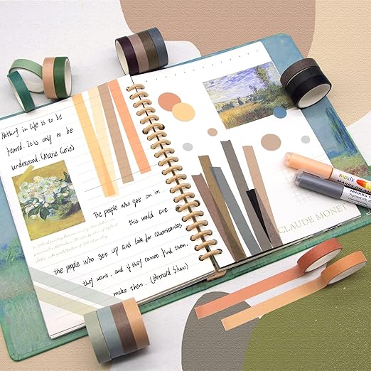 Mooker 39 Rolls Washi Tape Set - Morandi Colored Masking Tape, Thin Vintage Tape for Journaling, Scrapbooking Supplies, Crafts Aesthetic, Gift (Nature Color 10mm)