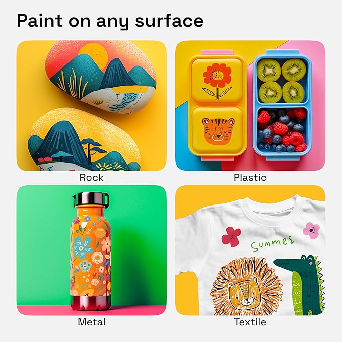 ARTISTRO 72 Acrylic Paint Markers for Fabric, Rocks, Paper, Wood, Canvas, Glass, DIY - Safe for Kids Dual Tip Acrylic Paint Pens (Dual Tip Dot + Brush, 72)