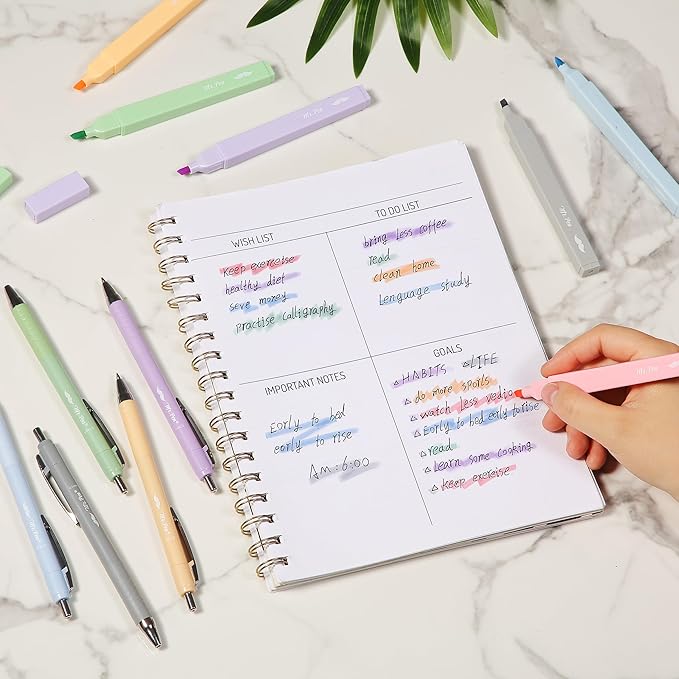 Mr. Pen- Aesthetic Highlighters and Pens No Bleed, 12 Pack, Assorted Colors Bible Highlighters No Bleed, Black Ink Bible Pens, No Bleed Highlighters for Bibles, Bible Pens No Bleed Through